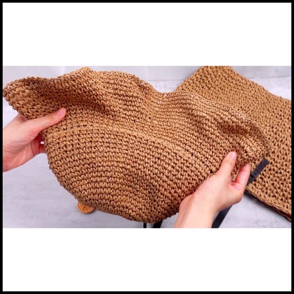 Straw Tote and Sun Hat Set Woven Beach Bag Foldable Hat Vacation Travel main image 5